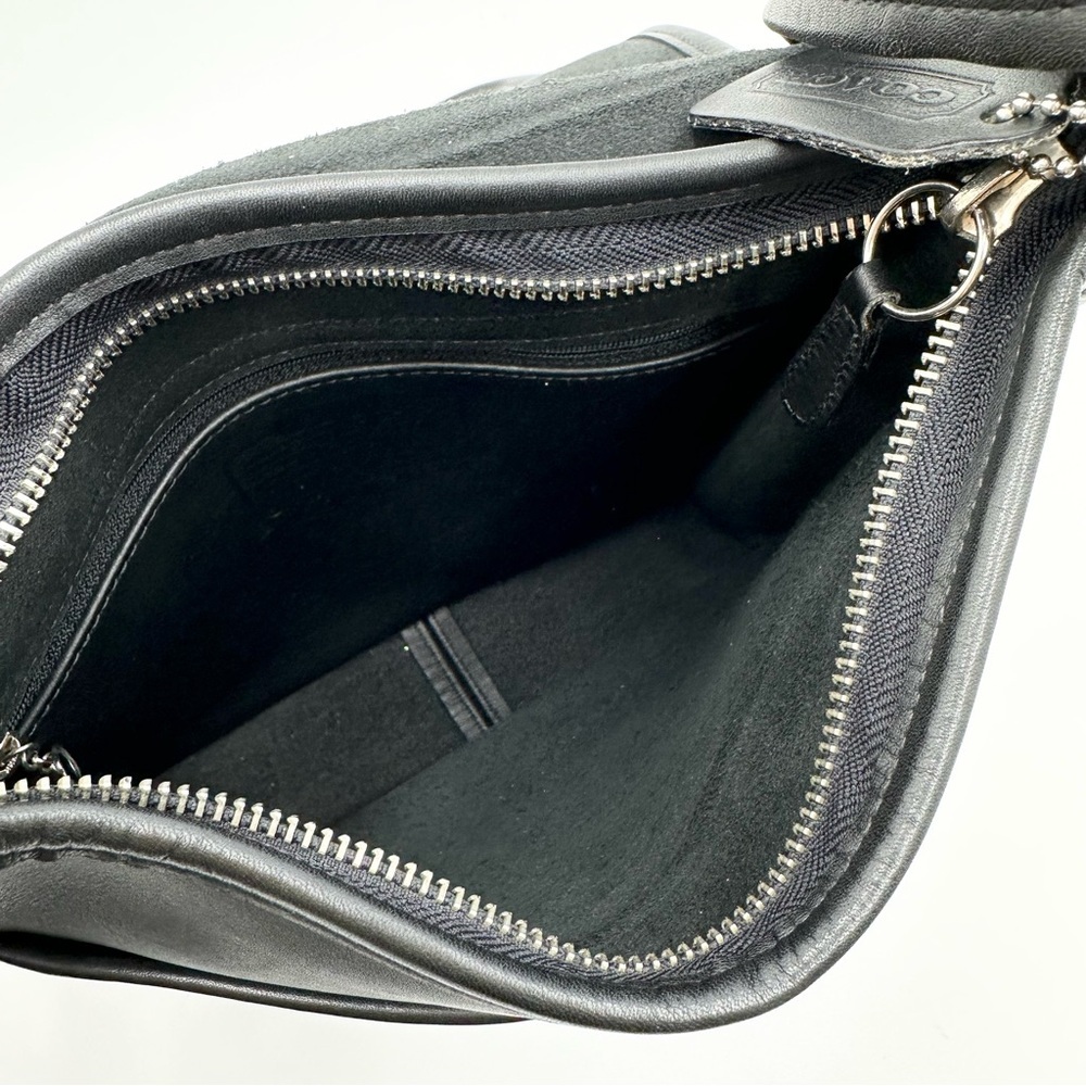 Vintage Coach Flap Leather Shoulder Crossbody Handbag 9144 Black - Picture 7 of 9